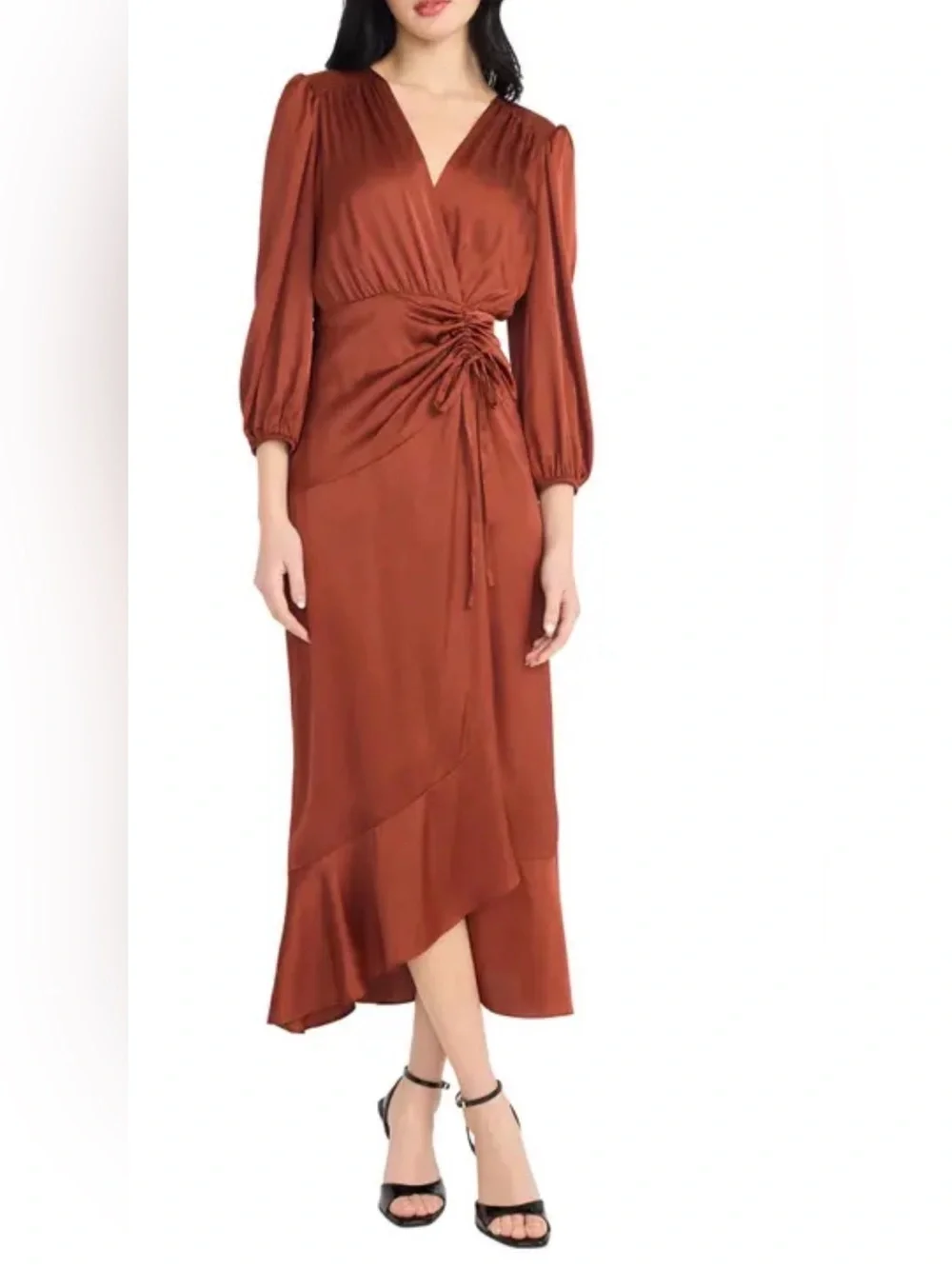 donna morgan dresses For Maggy London Hilda Printed Mesh Midi Dress TURN INSIDE OUT MACHINE WASH COLD DO NOT BLEACH RESHAPE Donna Morgan D8127M - High-Low